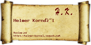 Helmer Kornél névjegykártya